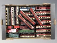 A quantity of die cast passenger cars including Hornby Dublo.