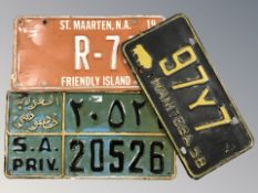 Three tin plate licence plates