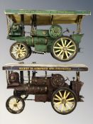 Two tin plate model steam wagons,