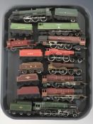 Die cast locomotives and wagons including Hornby.