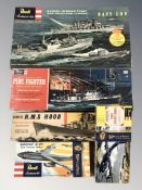 Revell and Airfix naval and aircraft modelling sets (one box)