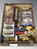 Various boxed and unboxed die cast vehicles, Corgi tram, Triang cars, etc.