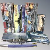A group of naval scale modelling kits including Revell,