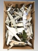 A group of die cast scale model aircraft.