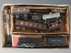 20th century tin plate locomotives and wagons, passenger cars, including Lionel.