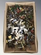 A quantity of plastic scale figures including army men, medieval, etc.