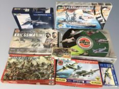 A group of naval, aircraft and other scale modelling kits including Airfix, Revel.