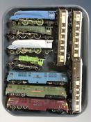 Die cast locomotives and passenger cars including Triang, Lilliput, etc.
