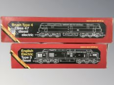 A Hornby R075BR Class 47 Diesel Loco, together with an R751 BR Loco Co-co Diesel,
