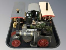A group of hand-made models of steam engines