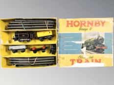 A Hornby tin plate clockwork train set in box.