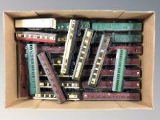 A group of die cast passenger cars including Triang.