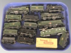 A group of die cast locomotives and tenders including Triang