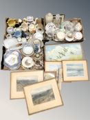 Assorted 20th century ceramics and glass wares, storage jars, Victorian stoneware bottle,