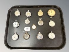 Thirteen Twentieth Century pocket watches, various makers and conditions.