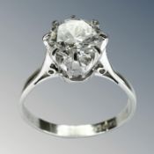 An 18ct white gold and platinum diamond solitaire ring,