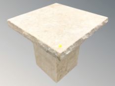 A modern polished granite lamp table 59 cm x 59 cm x 56 cm
