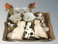 A group of 19th century Staffordshire dogs.