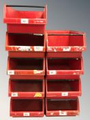 Nine plastic filing/storage drawers,