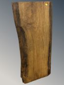 A rustic hardwood table top, 112 cm x 52 cm.