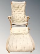 A Scandinavian bentwood lounge chair and matching stool