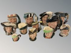 Twelve various Royal Doulton miniature character jugs including Lobster Man, Athos, Neptune, etc.