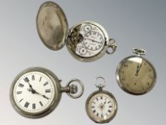 Three pocket watches Roscoff, Nerina eight day example, lady's silver fob,