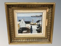 Carl Larsen : Limfjord, oil on panel, 16 cm x 17 cm.