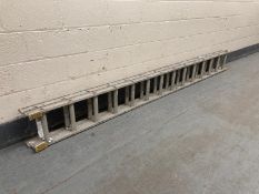 An aluminium double extension ladder