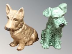 Two Sylvac dogs No. 1209 and 1380, tallest 28 cm.