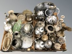 Assorted EPNS pewter and stainless steel wares including candelabrum, salver, tea and coffee wares,