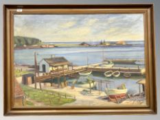 Danish School : A boathouse at low tide, oil on canvas, 97 cm x 68 cm.