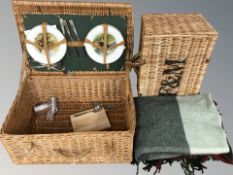 Two wicker hampers, largest 60 cm wide.