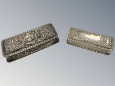 Two antique silver repoussé trinket boxes,