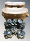 A pair of Turners Newcastle Upon Tyne Novexem 8x30 binoculars and a further pair stamped 'Recombier,