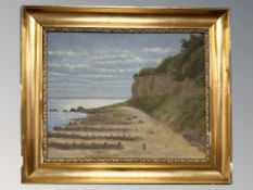 Danish School : Groynes by a coast, oil on canvas, 37 cm x 29 cm.