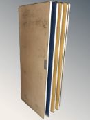 Five folding trestle tables,