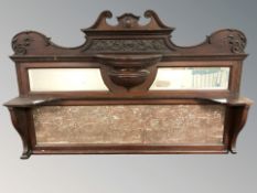 A Victorian mahogany and marble sideboard back,