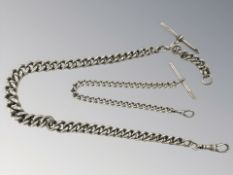 Two antique silver Albert chains CONDITION REPORT: 85g