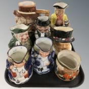 A group of toby jugs including Lambeth Pottery, Kevin James, etc.