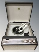An HMV record player with Garrard turntable.