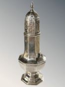 An Edwardian silver sugar caster, Chaplin & Sons, London 1903, height 16.