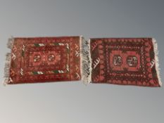 Two Afghan Turkoman rugs, largest 70 cm x 48 cm.
