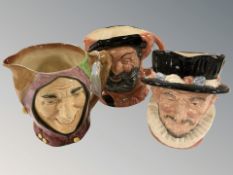 Three Royal Doulton character jugs 'Beefeater', 'Jester' and 'Falstaff', height 17 cm.