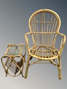 A Bentwood armchair and similar magazine table