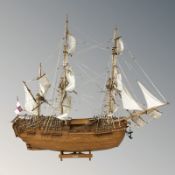 A scale model of the ship Endeavour, length 121 cm.