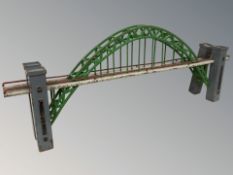 A tin plate model of the Tyne Bridge, length 110 cm.