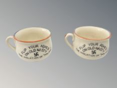 Two novelty Fieldings propaganda pots depicting caricatures of Hitler,
