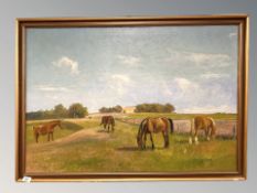 Danish School : Cattle on a farmstead, oil on canvas, 98 cm x 66 cm.