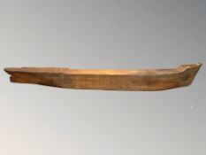 A very large early 20th century shipwright's flat backed scale model of a boat hull, length 293 cm.